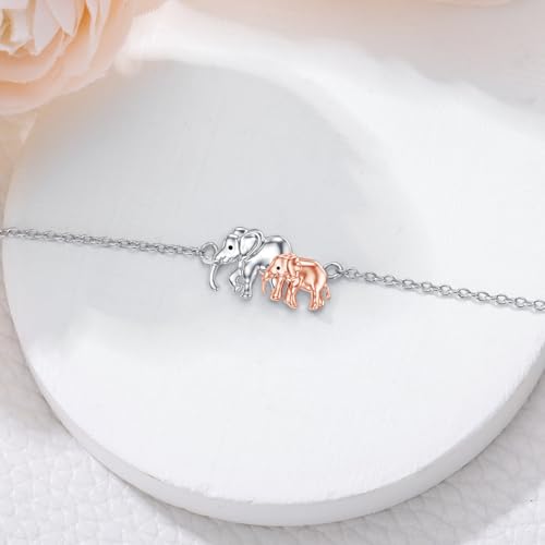 925 Sterling Silver Anklet Foot Bracelet with Crystal from Austria, Anklet Jewelry Gifts for Women 11 Inch Adjustable - style: Elephant