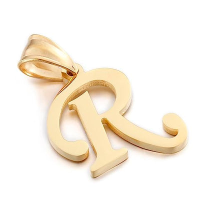 Initial Charms Gold Initial Pendant 14k Gold Letter Charm Name Pendant for Women and Men - style: R