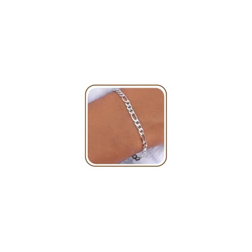 GAUEIOUR Silver Figaro Chain Bracelet for Women Men | Titanium Steel Figaro Minimalist Adjustable Hip Hop Punk Couple Friendship Male Female Birthday Bracelet Accessories
