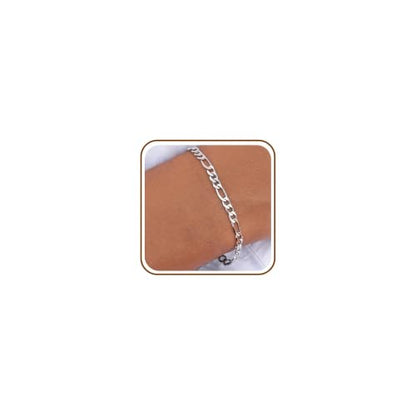 GAUEIOUR Silver Figaro Chain Bracelet for Women Men | Titanium Steel Figaro Minimalist Adjustable Hip Hop Punk Couple Friendship Male Female Birthday Bracelet Accessories