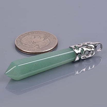 Justinstones Hexagonal Pointed Reiki Chakra Pendant Stainless Steel Chain Necklace 20 Inch Iron Gift Box - color: Aventurine