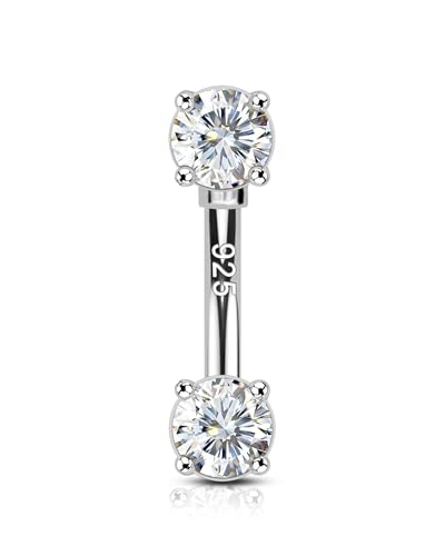 925 Sterling Silver Rook Piercing Jewelry, 16g Eyebrow Ring, Eyebrow Piercing, 6mm-8mm Rook Earring, Vertical Lip Labret Piercing Jewelry for Women Men - style: 6mm