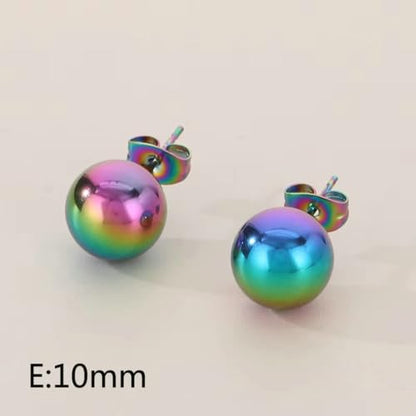 3/4 Pairs Stainless Steel Ball Stud Earrings, High Polished Round Ball Earrings Set for Women & Men 4-10mm - color: Multicolor