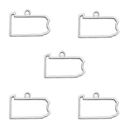 kkjoy 5Pcs Hollow Continents Maps of USA Pendant Charms for Jewelry Making and Crafting, Stainless Steel Mini Charm Craft Supplies Accessories for DIY Bracelet Necklace Earrings - color: Hollow Pennsylvania Map - Silver