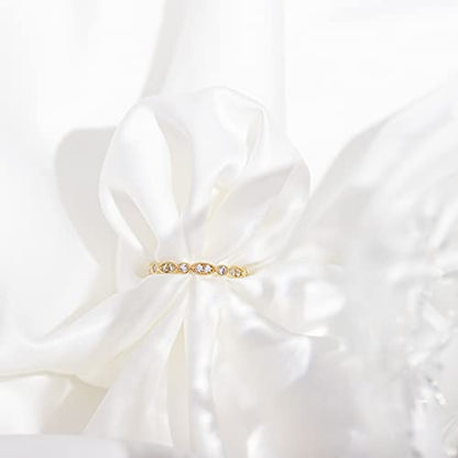 PAVOI 14K Gold Plated Cubic Zirconia Band | Round Milgrain Eternity Bands | Gold Rings for Women - color: Yellow Gold