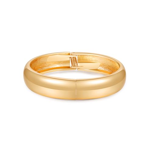 Bangle Bracelets for Women | 14K Gold Plated Trendy Wide Bracelets | Hinged Arm Cuff Bangles Chunky Bracelet for Women - color: Style N-Gold Plated Bangles