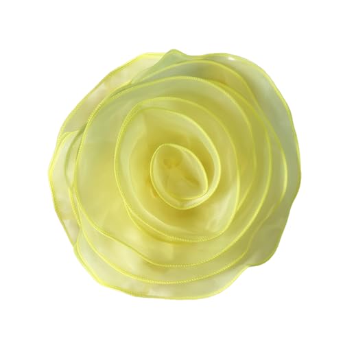 10inch Extra Large Flower Brooch Pin for Women Fashion Dainty Organza Satin Fabric Big Camellia Brooches Lapel Pins Wedding Dance Party Dress Accessories Exaggerated Jewelry Gift - color: 10 inch Yellow
