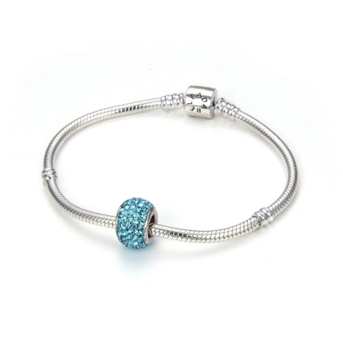 Adabele 1pc Solid 925 Sterling Silver Jan-Dec Birthstone Bead Charm - color: March