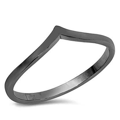 CHOOSE YOUR COLOR Sterling Silver Chevron Thumb Ring - color: Black-Tone