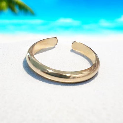 3mm Band 14k Gold Fill Comfort-Fit Toe Ring | Adjustable Ring For Foot, Knuckle, Or Midi | Perfect Solid Gold Band for Toes
