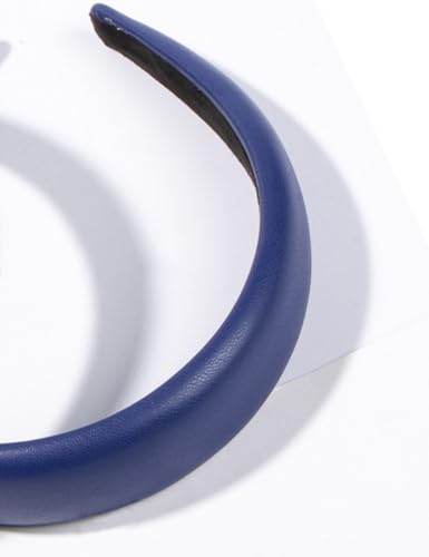 MAFELOE Fashion Wide Headband, Navy Blue | Padded Hair Band, For Women Ladies, PU Leather