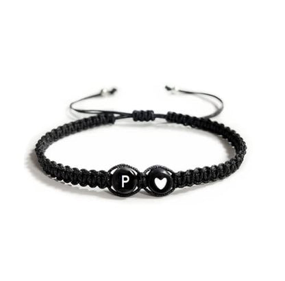 Heart Initial Bracelets 26 Letters Initial Charms Bracelet for Women Gifts A-Z Braided Bracelets Heart Link Handmade Rope Braided Adjustable Jewelry for Mom Daughter Birthday Jewelry Gift - style: P