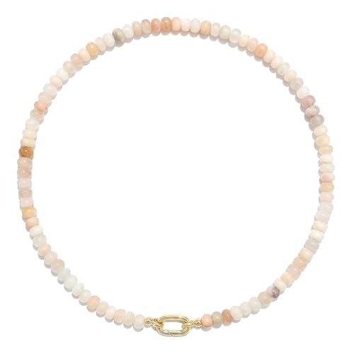 CONRAN KREMIX Colorful Stone Beaded Necklace for Women,Natural Gemstone Bead Choker Necklaces Boho Summer Beach Layering Necklace Jewelry Gift for Women - color: Beige Series
