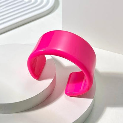 Colorful Acrylic Resin Open Bracelet Geometric Simple Transparent Tortoiseshell Acetate Plate Cuff Bangle Lightweight Chunky Thick Thin Wide Face Plastic Bracelet for Women Jewelry - color: A pink