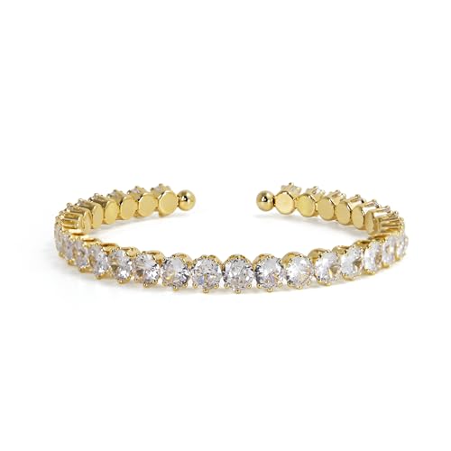 OZEL – Women’s Gold Cuff Bracelets – 18K Gold Plated Textured Bangles with Multi-Color Crystal & Rhinestone Accents – Layered Stacking Jewelry - color: 2C0380