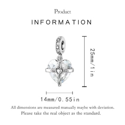 Birthstone Charms 925 Sterling Silver Heart Charms for Bracelets and Necklaces Birthday Day Christmas Gifts For Women - color: D-April