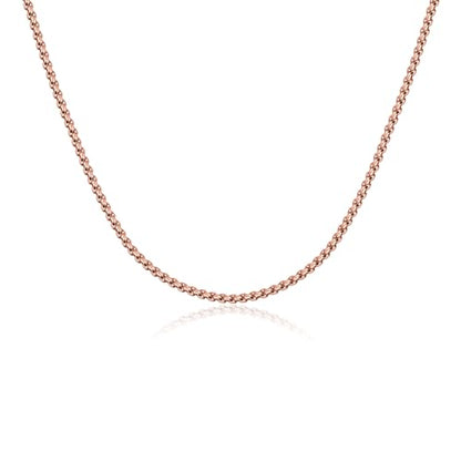 Eusense Stainless Steel Chain Necklace for Men Women Rolo/Wheat/Snake/Box Chain, 2-3MM, 20-24 Inches with Delicate Gift Box - color: Rose Gold-Plated, size: 20+2 Inches Length, style: Rolo Chain-2MM Width