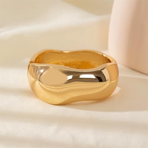 Gold/Silver Cuff Bangle Bracelets For Women Chunky Waterdrop Twisted Hinged Bangle Bracelets Minimalist Arm Cuff Bracelet Jewelry Gifts - color: 3Gold