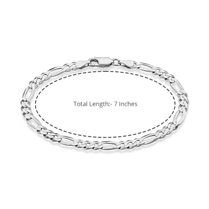 LeCalla Solid 925 Sterling Silver Figaro Link Chain Bracelet | Italian Diamond-Cut Figaro Chain Bracelet for Women Men (7, 7.5, 8, 8.5, 9 Inches) - color: 4 MM, size: Length 7 IN (Women Small & Men X-Small)
