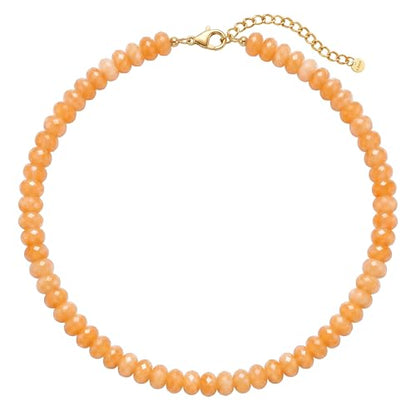 Gemstone Beaded Necklace for Women Colorful Natural Stone Freshwater Pearl Surfer Beach Rainbow Necklace Jewelry Gift - color: Orange