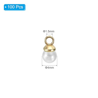 PATIKIL Pearl Charm, 100pcs Pearl Beads Faux Pearl Pendant Charm DIY for Jewelry Making Bracelets Earrings Necklace Crafts - color: Golden White, size: 4mm