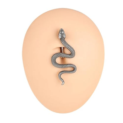 14G Surgical Stainless Steel Dangle Belly Button Rings for Women Belly Ring Dangling Piercing Jewelry CZ Snake lizard Skull Spider bat Halloween Party Punk Rock - style: Snake shaped