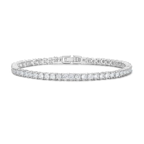 Women's 14K Gold Plated Jewelry Bracelet Set - Stylish Thin Dainty Chain, Stackable Cuban Link and Paperclip Bracelets - style: Silver 6.5inch