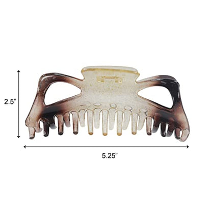Women's Jumbo Jaw Clip Extra Large Marbelized Hair Claw (Glitter Brown) - color: Glitter Brown