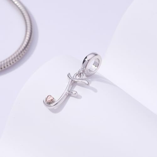 Letter Charms for Pandora Bracelets 925 Sterling Silver Alphabet Initial Charms Bead Jewelry Gift for Women - style: Initial F