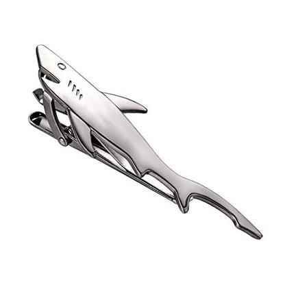 Yoursfs Novelty Marine Animals Tie Clip for Men Shark Whale Unique Cool Personalized Business Tie Bar Pin Jewelry for Valentine's Day Gifts - style: Grey Shark