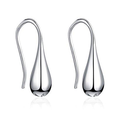 Pull Through Teardrop Dangle Earrings 925 Sterling Silver Simple Water Drop Earrings Birthday Mother's Day Christmas Gifts for Women - style: pull through teardrop earrings