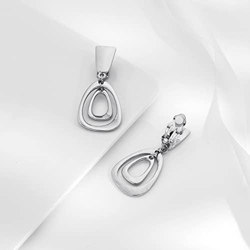 Matte Gold Silver Large Clip On Earrings for Women Statement Earrings - color: Clip b