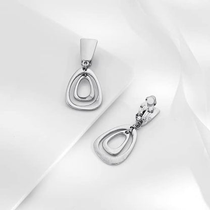 Matte Gold Silver Large Clip On Earrings for Women Statement Earrings - color: Clip b