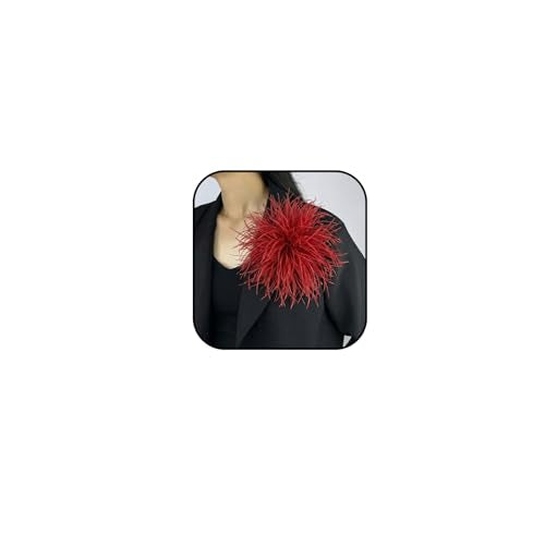 Dainty Feather Flower Brooch Pin for Women Oversized Floral Lapel Pins Elegant Feather Corsage Brooches Suit Clothes Shawl Dress for Wedding Party Banquet Dance Trendy Jewelry 150mm - color: Wine Red