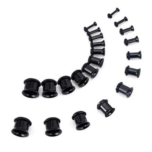 TBOSEN Precise Dimensions Stainless Steel Set Double|Single Flare Tunnel Screw Gauge Ear Expander Stretching Kit Piercing Mixed Size - color: Black-Single Flare, size: 1.6-10mm(14G-00G)