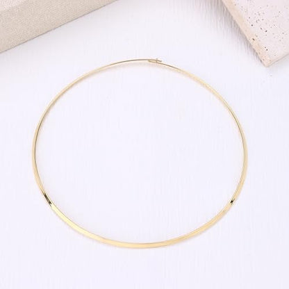 Sanfenly Choker Collar for Women 14K Gold Plated Silver Stainless Steel Metal Collar Choker Necklace Statement Open Cuff Bangle Necklace for Women - style: Classic Gold