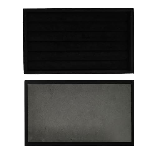 Stackable Jewelry Trays Velvet Drawer Organizer Inserts Tray Jewelry Storage Display Case for Rings,Stud Necklaces,Earrings (Black) - color: Black