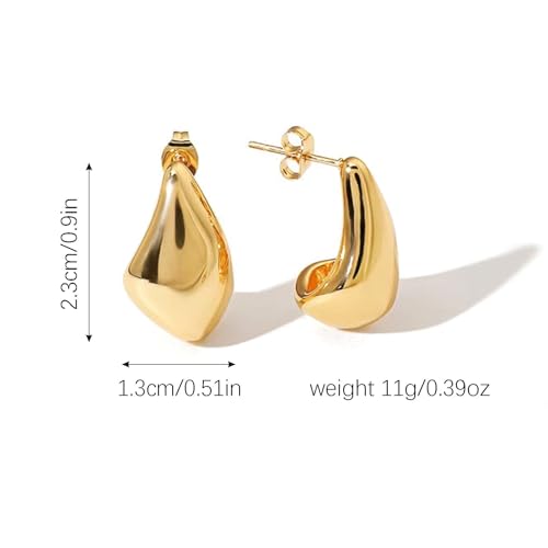 Statement Chunky Gold Earrings for Women Unique Square Stainless Steel Heaven Mayhem Button Stud Earrings Trendy Jewelry - style: Gold Teardrop