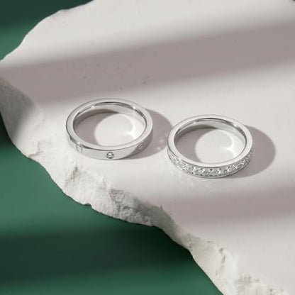 Stackable 2-Ring Set for Women, Daily Commute, Date & Couple - color: Silver