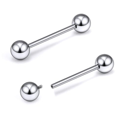16G-2G ASTM F136 Titanium Internally Threaded Nipple Tongue Rings Piercing Jewelry Straight Industrial Earring Barbell G23 Titanium Nipple Tongue Bars Piercing Jewelry for Women Men 12MM-40MM - style: 14G, 16mm Length, 5mm Ball