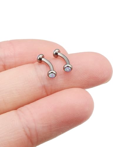 Jenxnjsjo F136 Titanium 16g 6/8/10mm Opal Eyebrow/Rook/Snug/Vertical-Labret/VCH/Snake-Eyes/Anti-Tragus/Christina/Daith/Belly-Button/Bridge/Hood/Surface Curved Barbell Piercing Jewelry for Women Men - color: Pink Opal, size: 6mm
