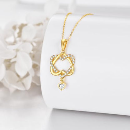 KECHO 14k Gold Heart Necklace Fine Gold Heart Pendant Necklace Jewelry Birthday Christmas Gifts for Her Women Girls Girlfriend Wife