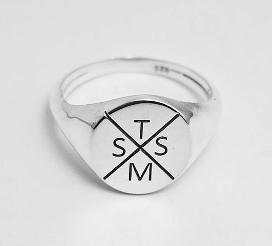 Custom Monogram Initial Signet Ring for Men & Women – Personalized Letter Engraved Round Ring in Brass or 925 Sterling Silver, Handmade Custom Jewelry Gift, Sizes 2-13