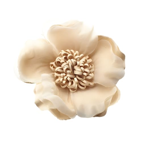 Elegant Large Cloth Flower Brooches Big Camellia Flower Pin for Women Dainty Cloth Fabric Rose Brooches Dress Skirt Scarf Hat Pins Clothing Decoration Accessories - color: Apricot color flower brooch