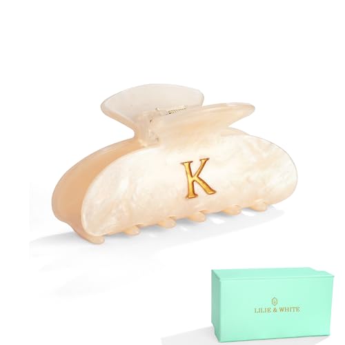 LILIE&WHITE Acrylic Letter Hair Clips For Women Stylish K Monogram | Alphabet Hair Clip Fashion Glitter Claw Clips Elegant And Durable Hair Accessory Large Hair Clips K - color: HC22539K