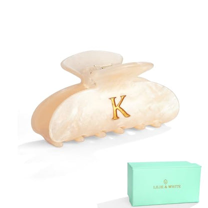 LILIE&WHITE Acrylic Letter Hair Clips For Women Stylish K Monogram | Alphabet Hair Clip Fashion Glitter Claw Clips Elegant And Durable Hair Accessory Large Hair Clips K - color: HC22539K