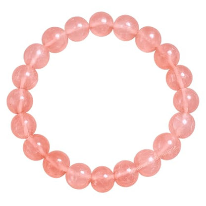 Amazing Gemstone Cherry Quartz Crystal Bracelet for Women Men's Gifts - Protection Healing Crystal Bracelet - 8mm Gemstone Beaded Stretchable Bracelet Pulseras Para Hombres Mujer Stocking Stuffers Mothers Day Gift - color: Cherry Quartz