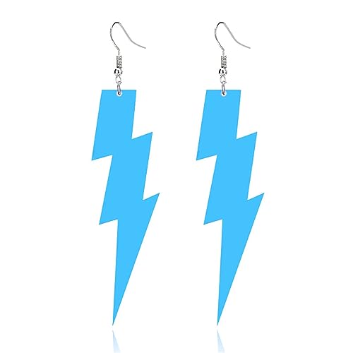 ONLYJUMP Acrylic Exaggerated Lightning Earrings Statement Punk Retro Geometric Delicate Neon Personalized Earrings Accessory Jewelry for Women - color: Exaggerated Blue
