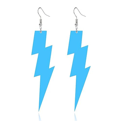ONLYJUMP Acrylic Exaggerated Lightning Earrings Statement Punk Retro Geometric Delicate Neon Personalized Earrings Accessory Jewelry for Women - color: Exaggerated Blue