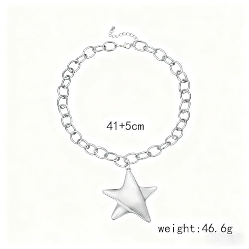 Big Star Necklace Chunky Necklace for Women Boho Thick Chain Statement Necklace Trendy Large Star Pendant Necklace Bold Vintage Chunky Jewelry - style: 3 - S